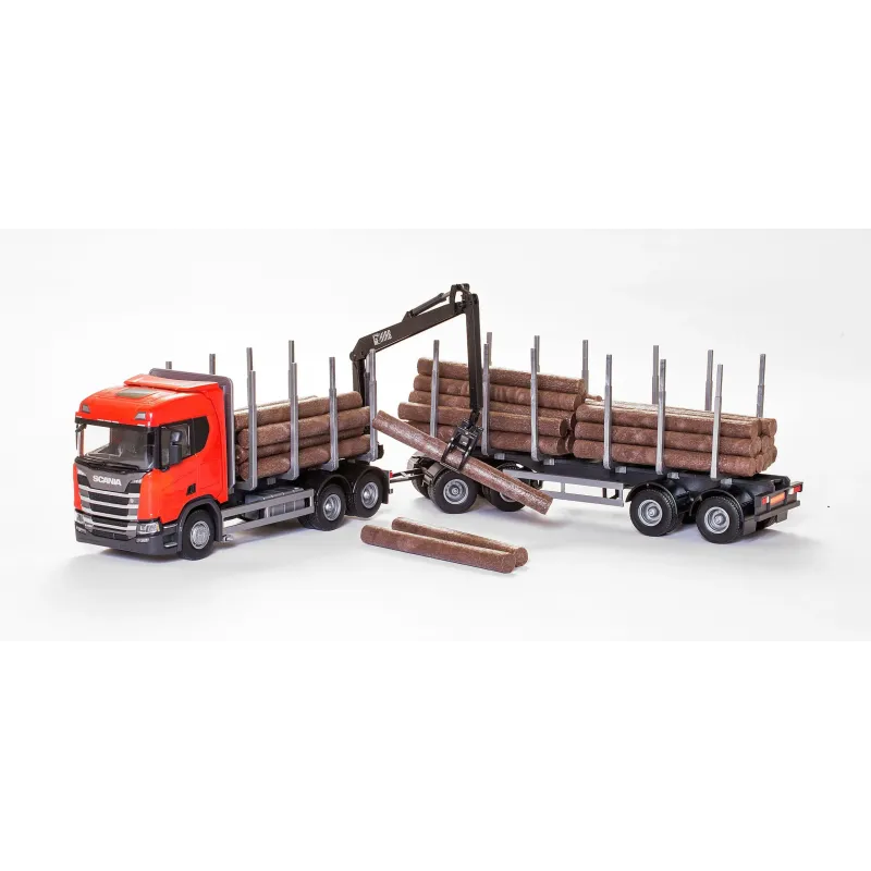 EMEK Scania CR Baļķvedējs un piekabe ar autokrānu, 77 cm