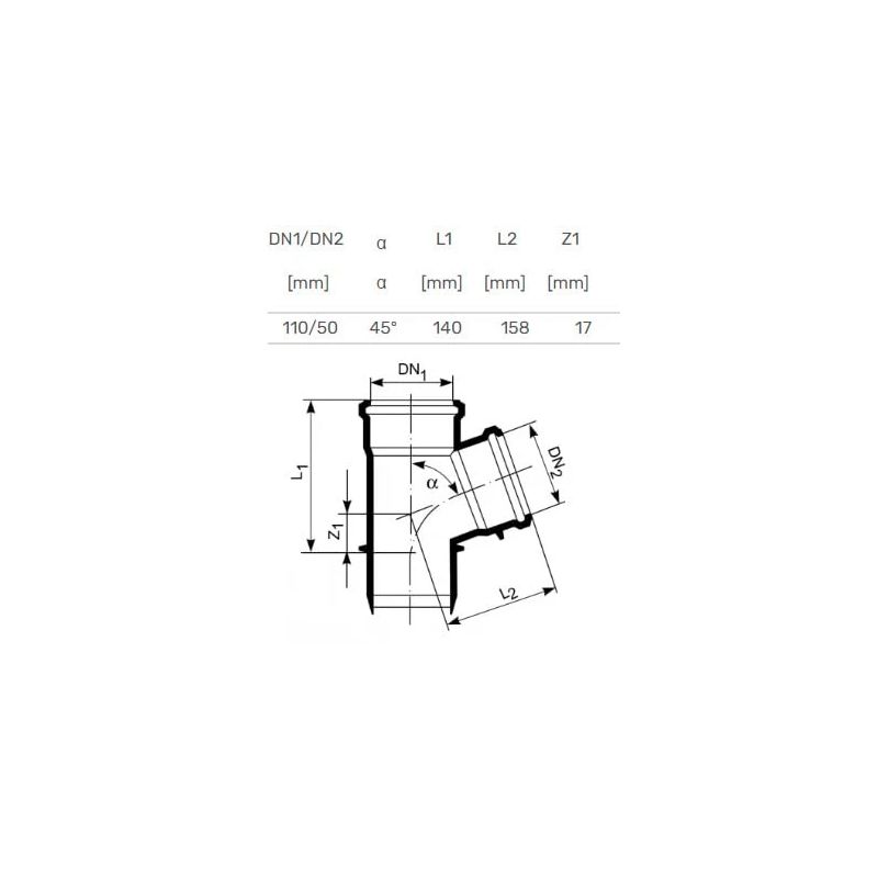 Trejgabals iekšējais d110-50x45 pp