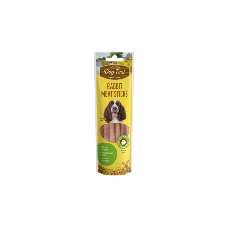 DogFest Meat sticks rabbit 45g - Truša gaļas desiņas ,pieaugušiem suņiem,