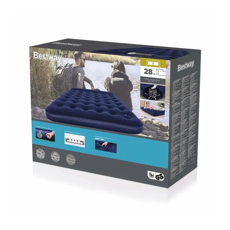Pripučiamas čiužinys Bestway PRI, mėlyna sp., 203 cm x 152 cm x 25 cm