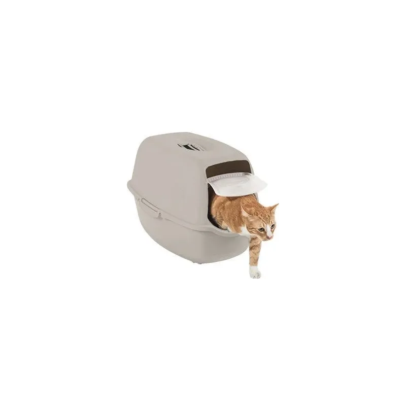 Slēgta tipa kaķu tualete Rotho 4552907422, dzeltens-bēša, iekštelpu, 56 cm x 39 cm x 40 cm