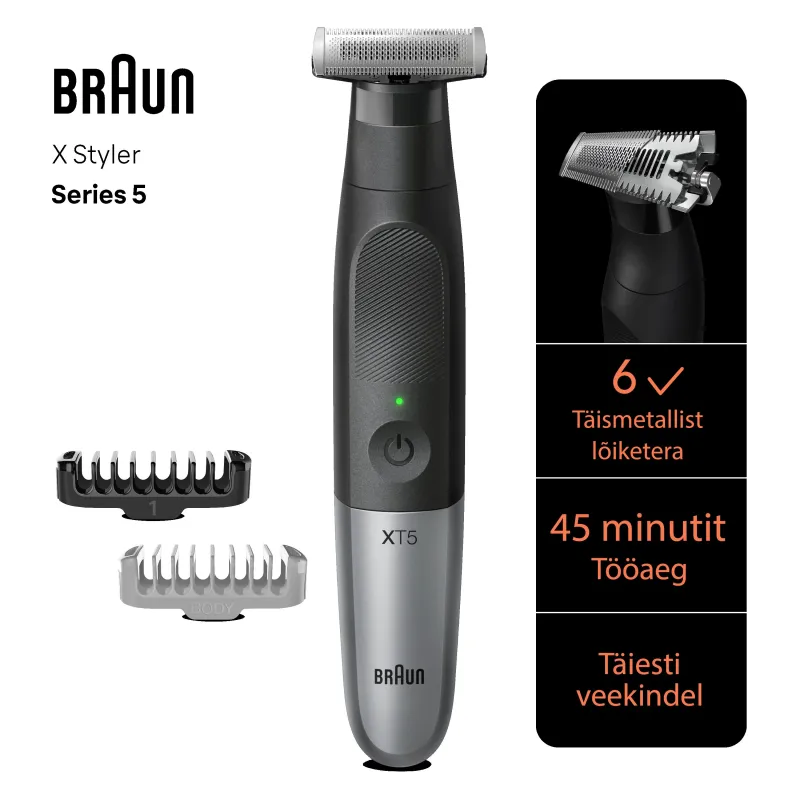XT5200 Braun Series X Bārdas Trimmeris, Elektriskais Skuveklis un Trimmeris Vīrieša Kermeņa Apmatojumam
