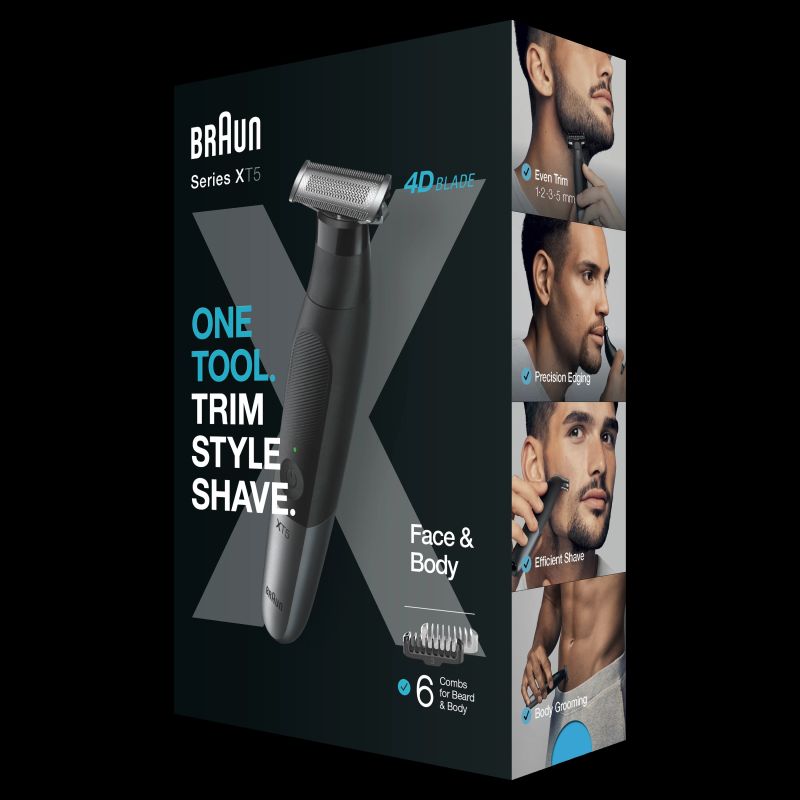 XT5200 Braun Series X Bārdas Trimmeris, Elektriskais Skuveklis un Trimmeris Vīrieša Kermeņa Apmatojumam