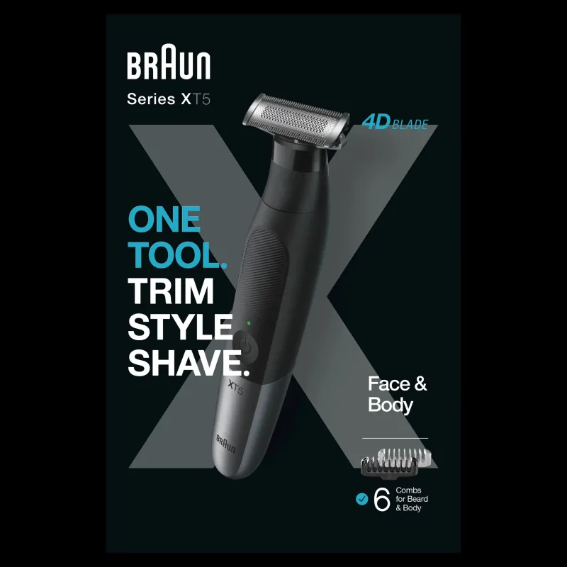 XT5200 Braun Series X Tриммер Для Бороды, Бритва и Tриммер Для Tела