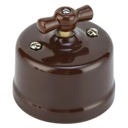 Slēdzis retro porcelāna brūns + rāmis