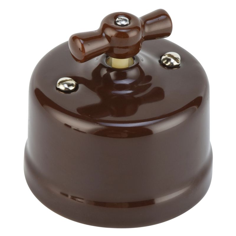 Slēdzis retro porcelāna brūns + rāmis