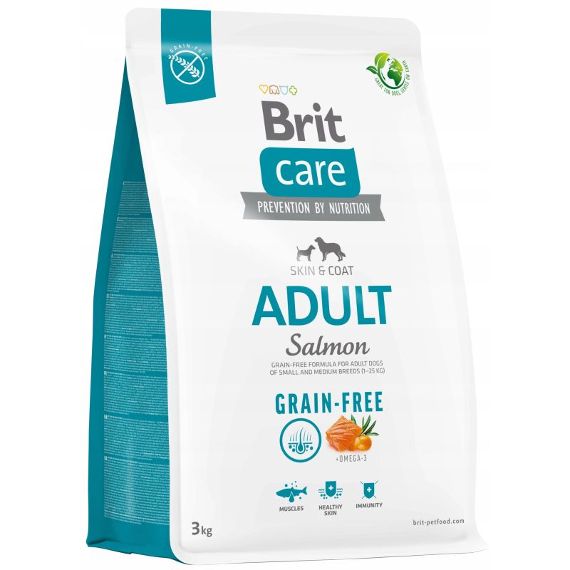 Sausā suņu barība Brit Care Adult Grain-free, lasis, 3 kg