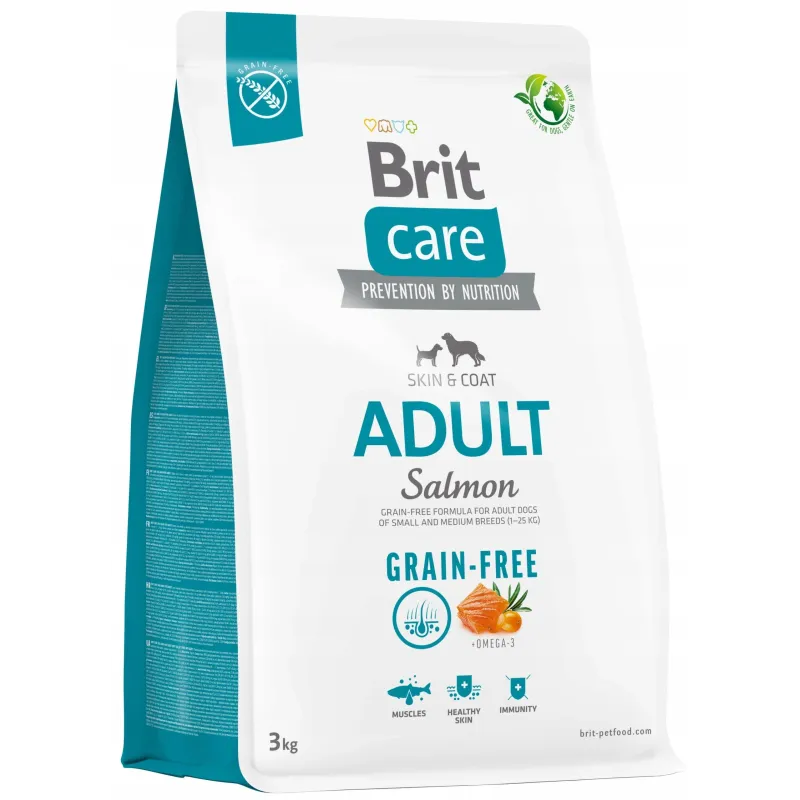 Sausā suņu barība Brit Care Adult Grain-free, lasis, 3 kg