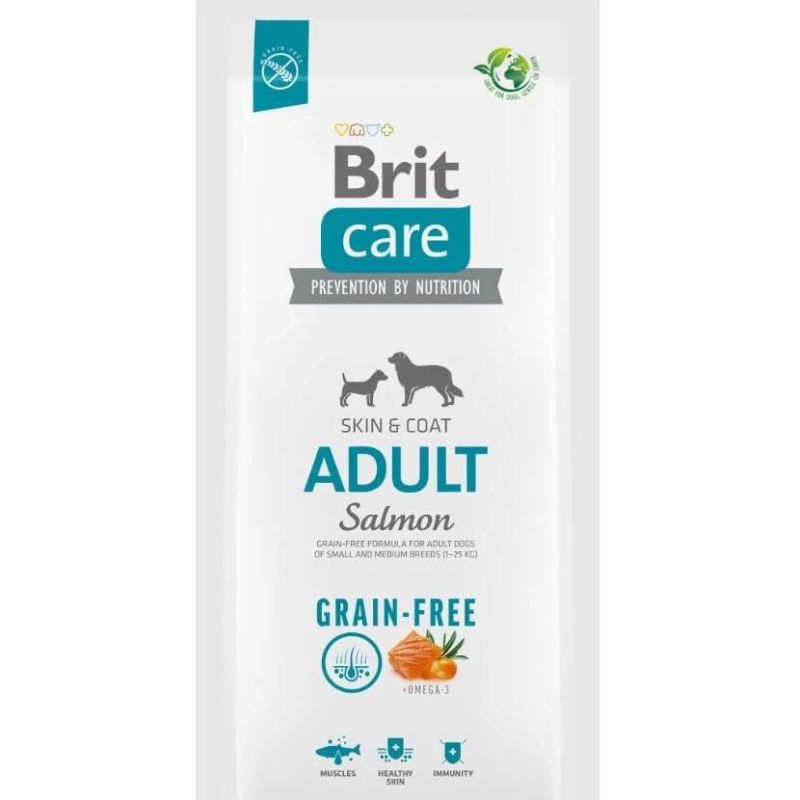 Sausā suņu barība Brit Care Adult Grain-free, lasis, 3 kg