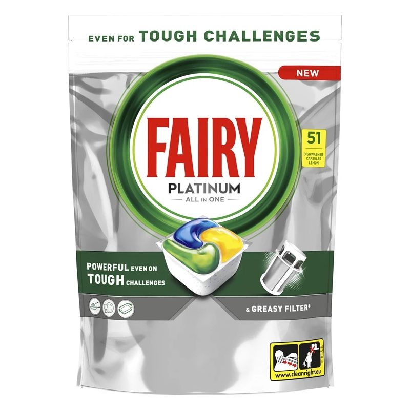 Trauku mazgājamās mašīna kapsulas Fairy Platinum Lemon.51gab