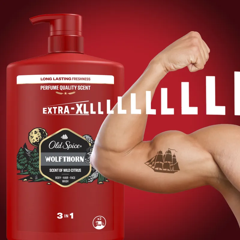Old Spice Wolfthorn Dušas Želeja Un Šampūns Vīriešiem 1000 ml