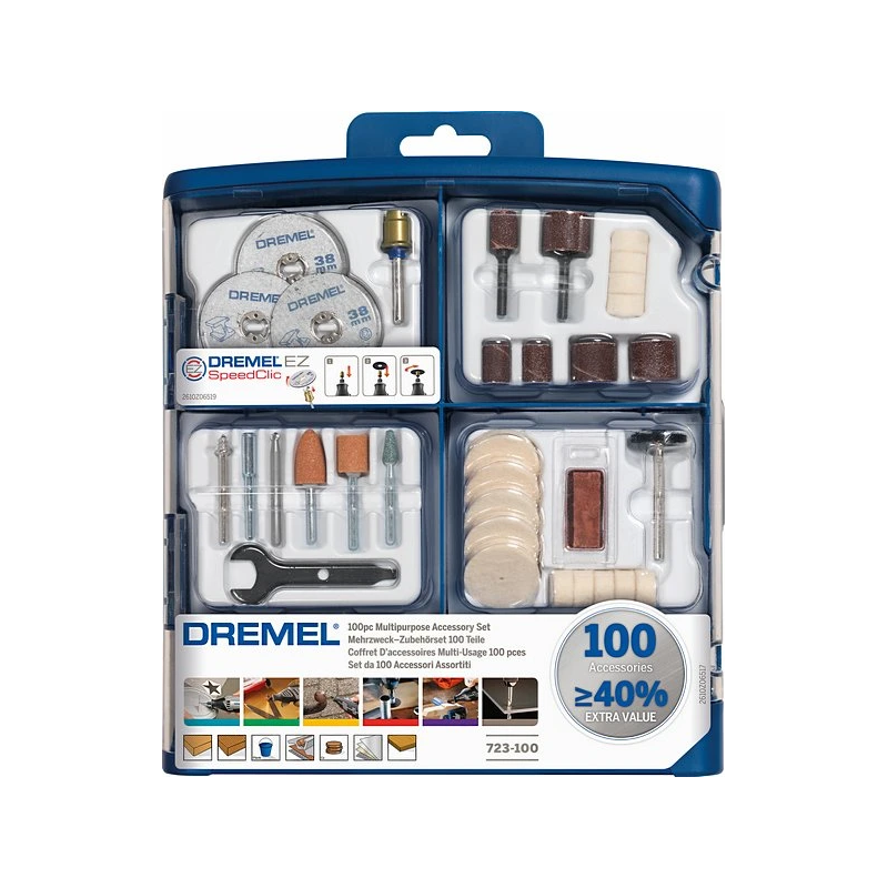 Piederumu kompl. dremel 723 100-daļīgs