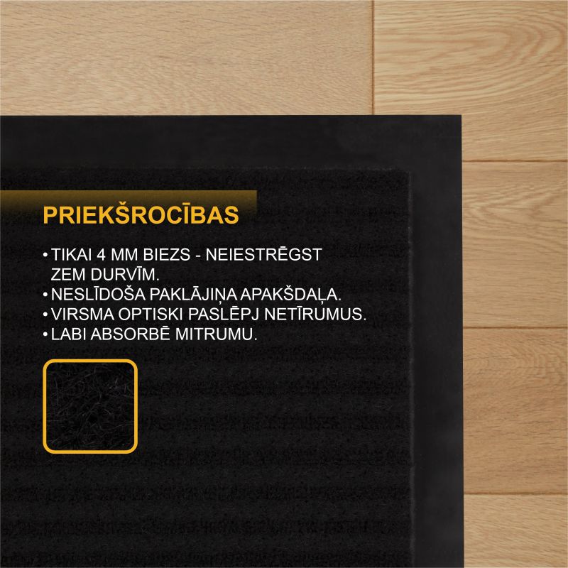 Придверный коврик Okko Sphinx 380 6008, черный цв., 150 см x 90 см x 0.4 см