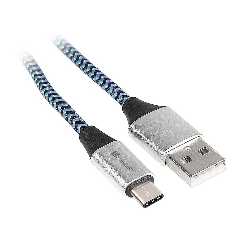 Kabelis Tracer USB 2.0 TYPE-C A Male - C Male 1m zils