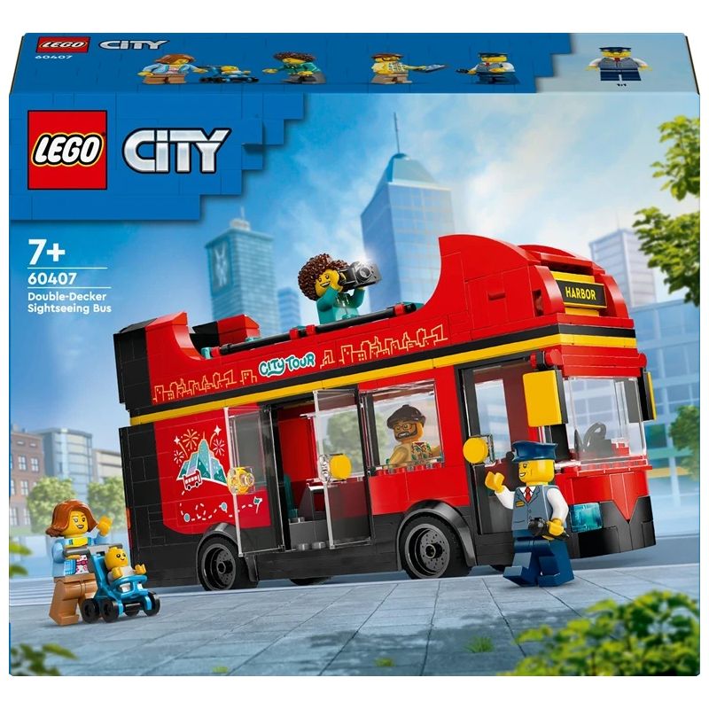 Konstr LEGO City Sarkans divstāvu ekskursiju autobuss 60407