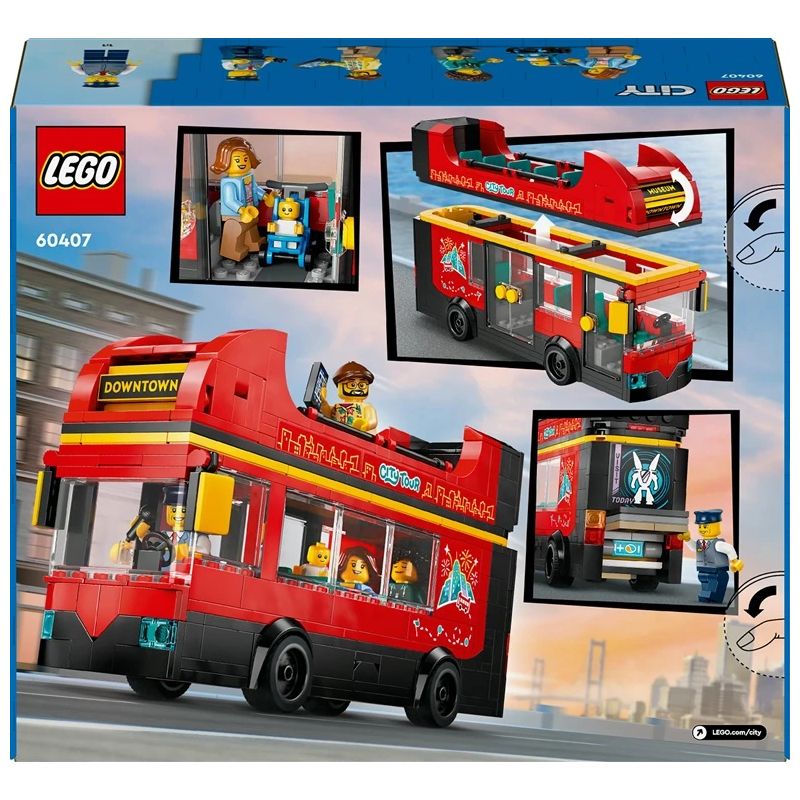 Konstr LEGO City Sarkans divstāvu ekskursiju autobuss 60407