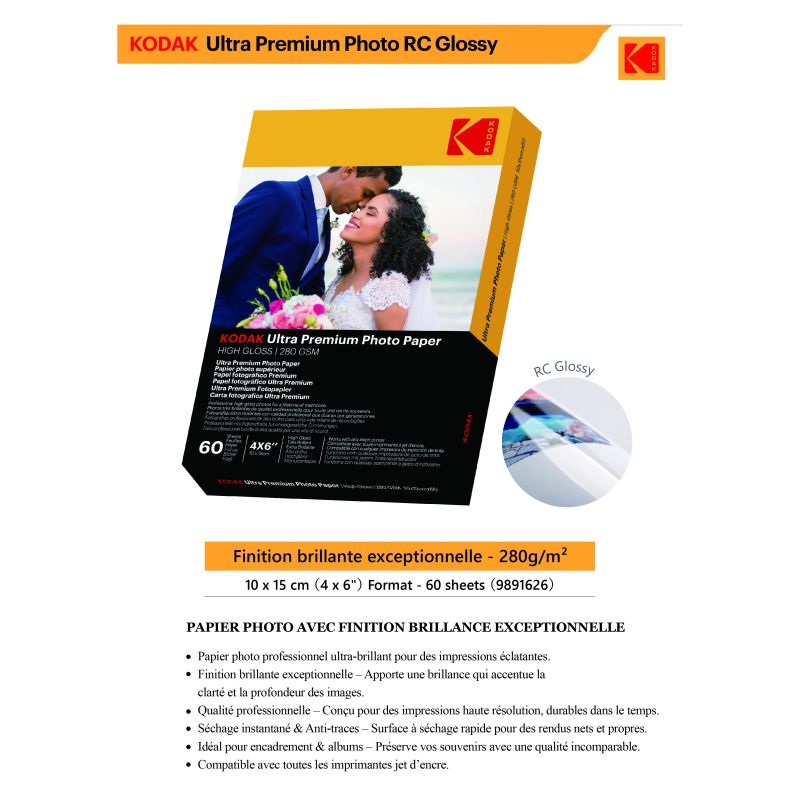 Kodak Ultra Premium Photo Paper 280g High Gloss 10 x 15 cm 60 Sheets