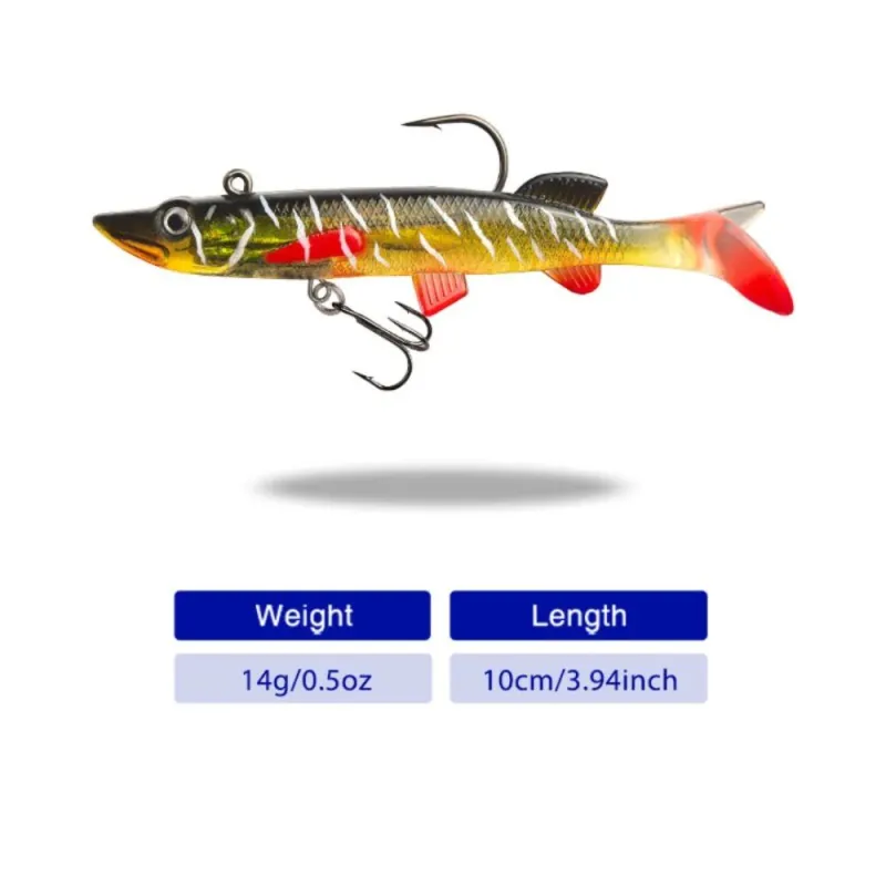 Silikona māneklis ar džiga galviņu AsaTsuri T-Tail 3D NaturalPike 9cm, 15g