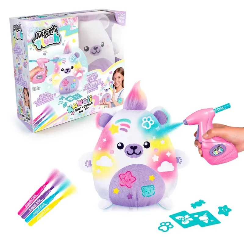 AIRBRUSH PLUSH Plīša DIY komplekts Kawaii Bear ar aerogrāfu, 25 cm
