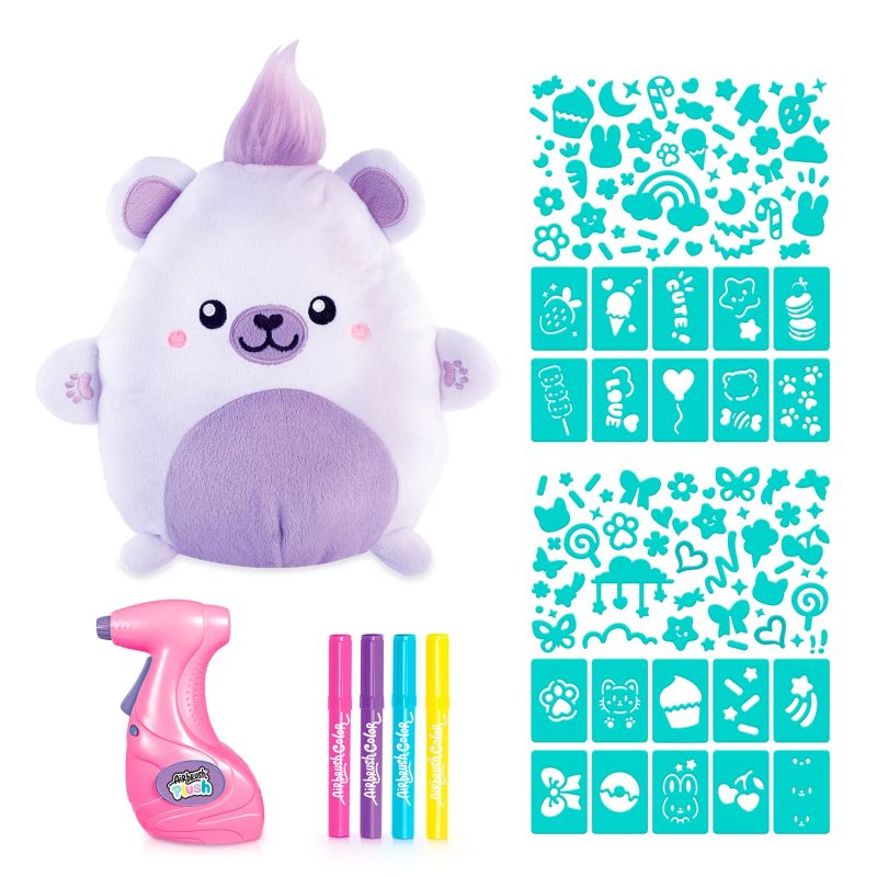 AIRBRUSH PLUSH Plīša DIY komplekts Kawaii Bear ar aerogrāfu, 25 cm