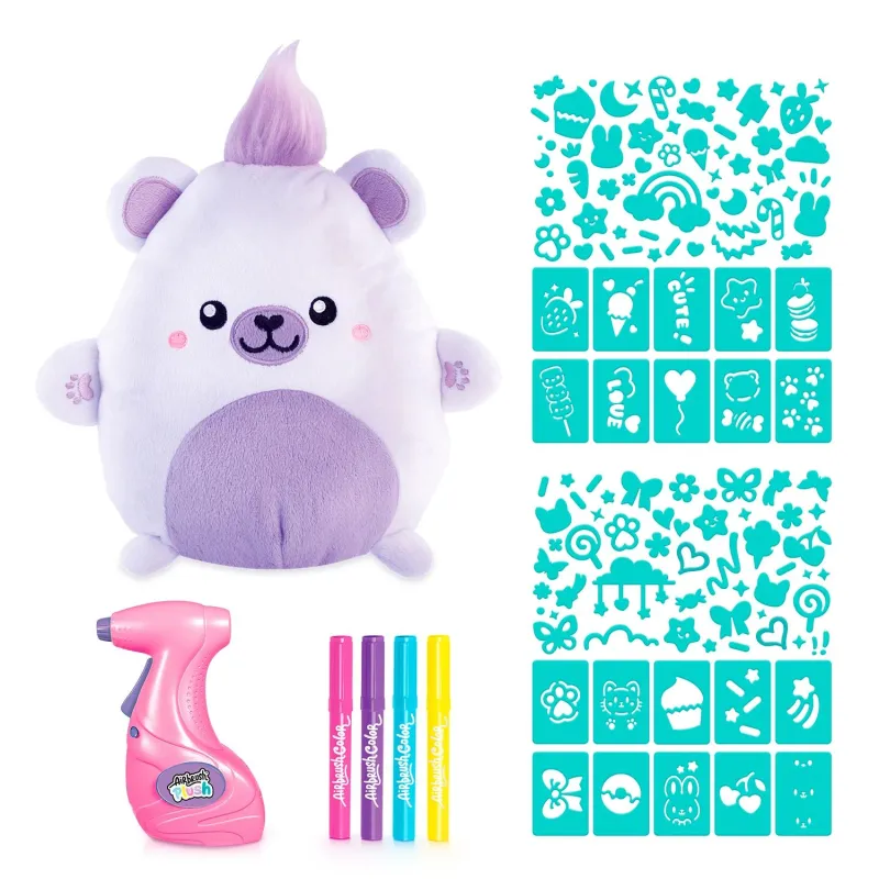 AIRBRUSH PLUSH Plīša DIY komplekts Kawaii Bear ar aerogrāfu, 25 cm