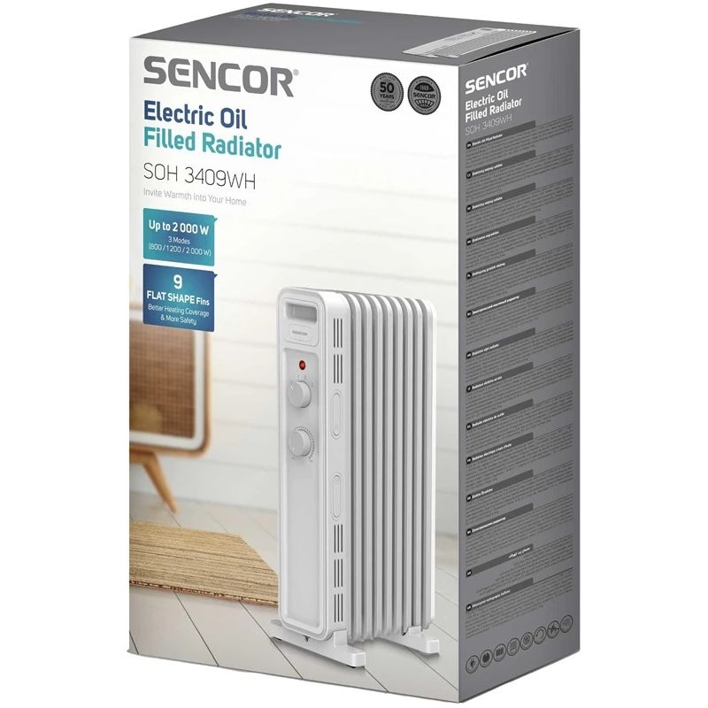 Eļļas sildītājs Sencor SOH 3409WH. 2000 W