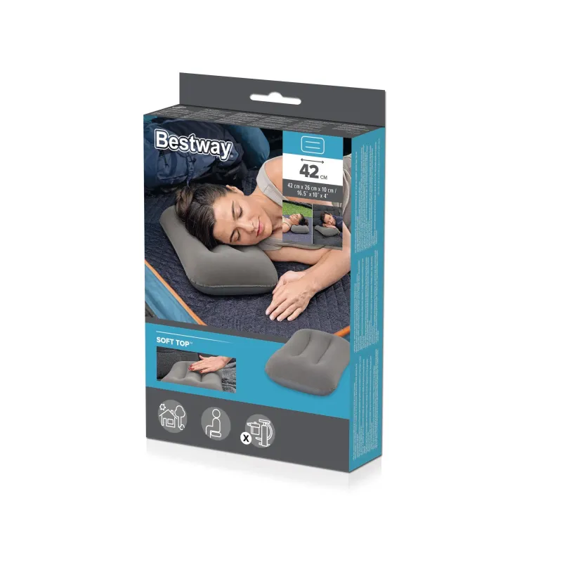 Piepūšams spilvens Bestway 67121, zila krās.-balta krās., 42 cm x 26 cm x 10 cm