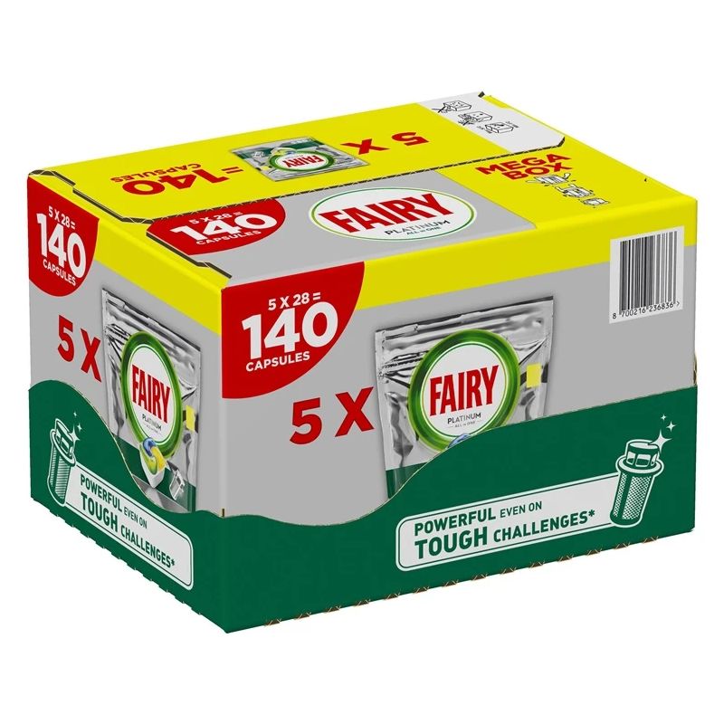 Caps dishwas fairy platinum lemon 140pce