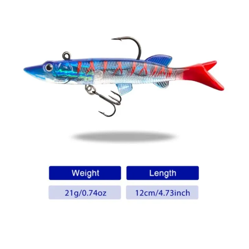 Silikona māneklis ar džiga galviņu AsaTsuri T-Tail 3D BlueTiger 12 cm, 23g