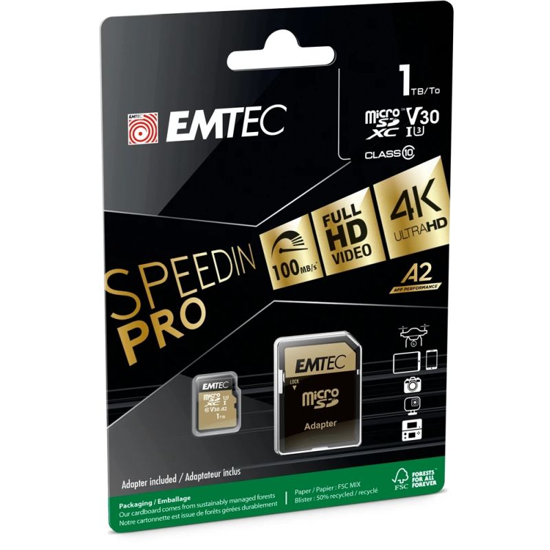 Emtec MicroSDXC 1TB UHS-I U3 V30 A2 SpeedIN Pro