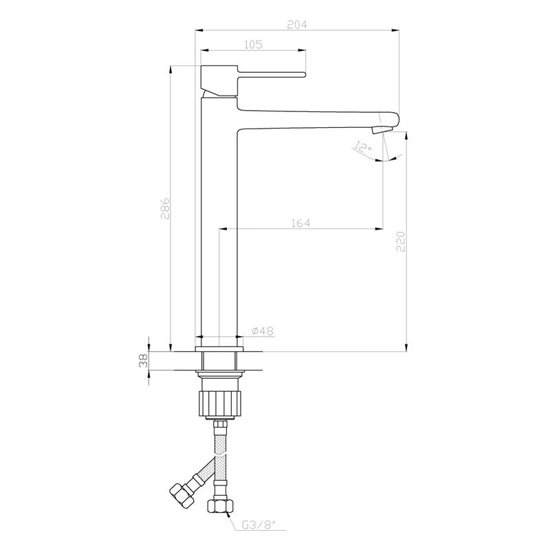 High washbasin mixer glamour black