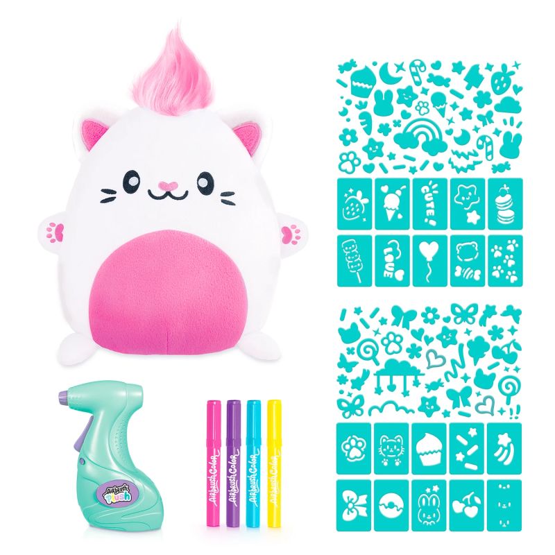 AIRBRUSH PLUSH Plīša DIY komplekts Kawaii Kitty ar aerogrāfu, 25 cm