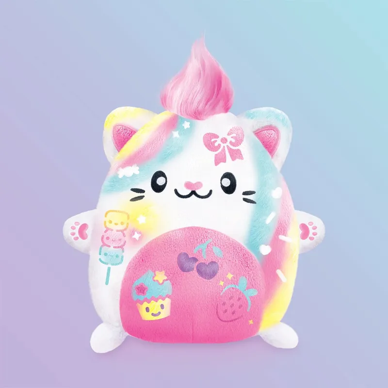 AIRBRUSH PLUSH Plīša DIY komplekts Kawaii Kitty ar aerogrāfu, 25 cm