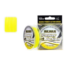 Pītā aukla AKARA Power Action X-4 dzeltena, garums 135 m, biezums 0,20 mm, svars 15,1 kg.