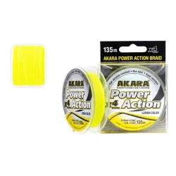 Punutud tamiil AKARA Power Action X-4 kollane, pikkus 135m, paksus 0,20mm, katsekaal 15,1kg.