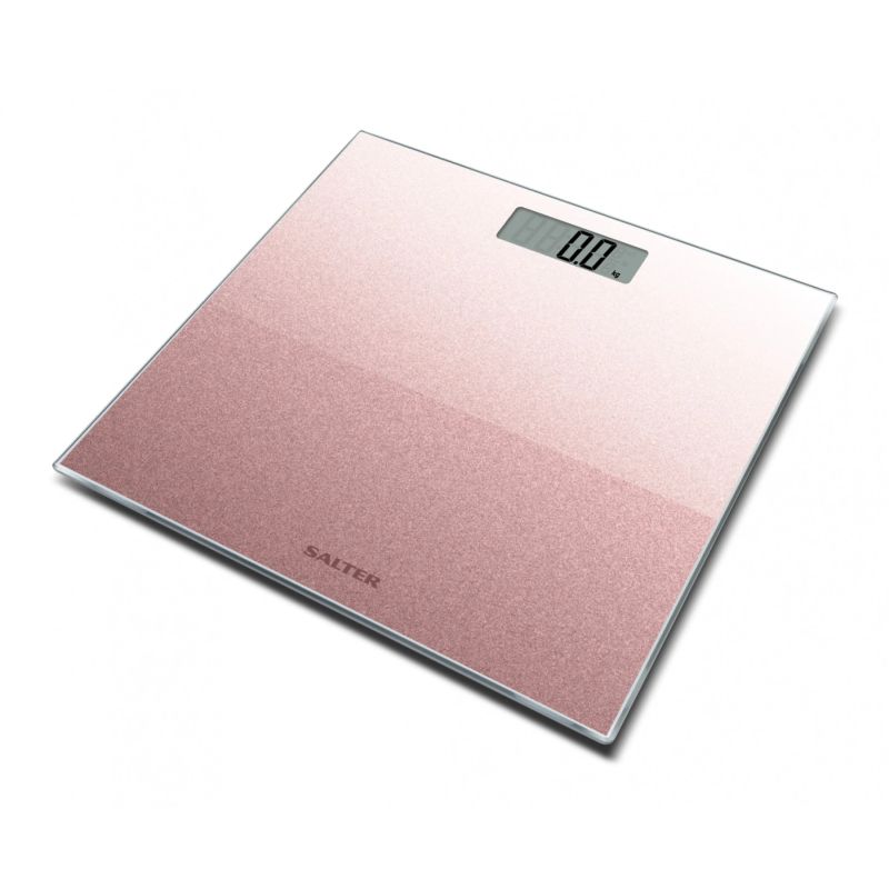 Salter 9037 RGGL3RCFXTE Glitter Glass Personal Bathroom Scale Rose Gold