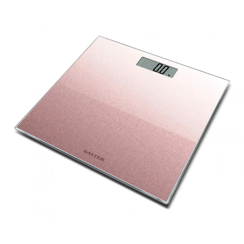 Salter 9037 RGGL3RCFXTE Glitter Glass Personal Bathroom Scale Rose Gold