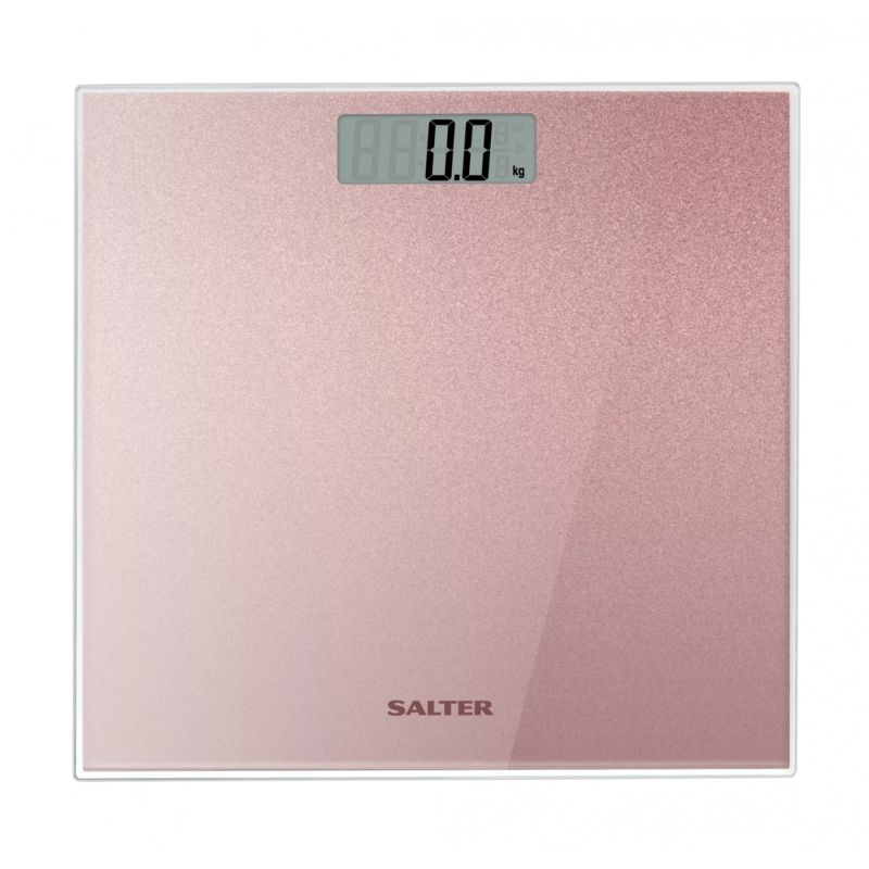 Salter 9037 RGGL3RCFXTE Glitter Glass Personal Bathroom Scale Rose Gold