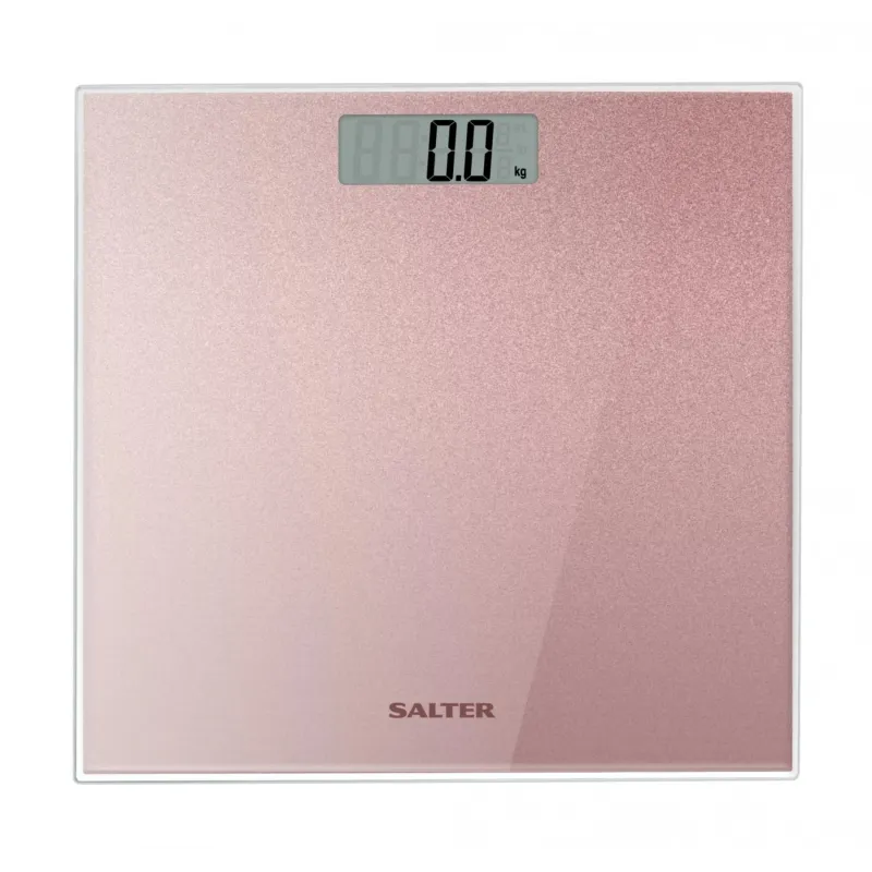 Salter 9037 RGGL3RCFXTE Glitter Glass Personal Bathroom Scale Rose Gold