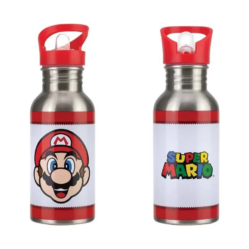 Paladone Super Mario Metal Water Bottle with Straw