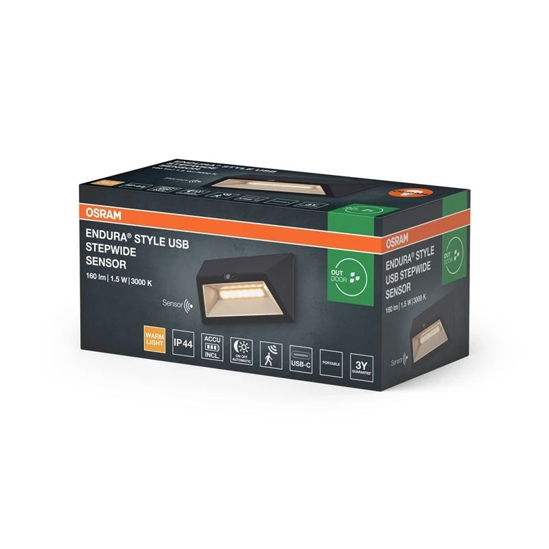 Āra gaismeklis Endura LED 1.5W 3K 160lm IP44 ar sensoru