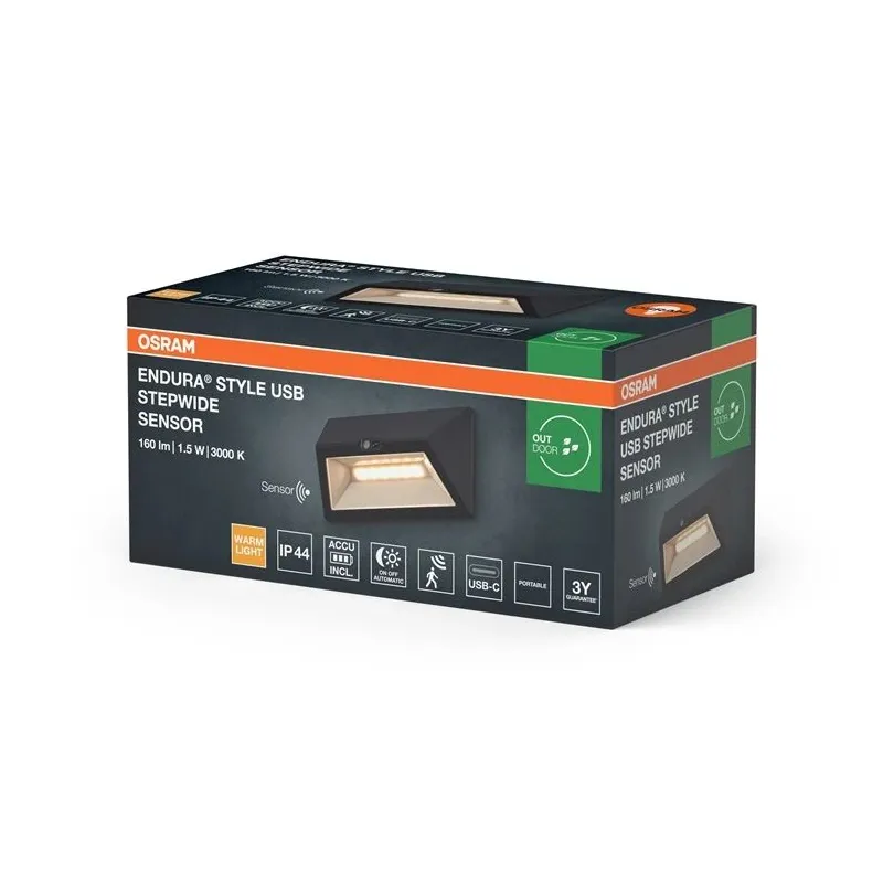 Āra gaismeklis Endura LED 1.5W 3K 160lm IP44 ar sensoru