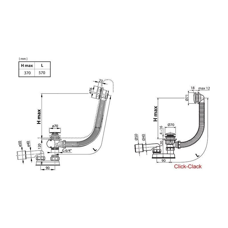 Sifons vannu Ravak Bath Siphon. 370 mm. 50 mm