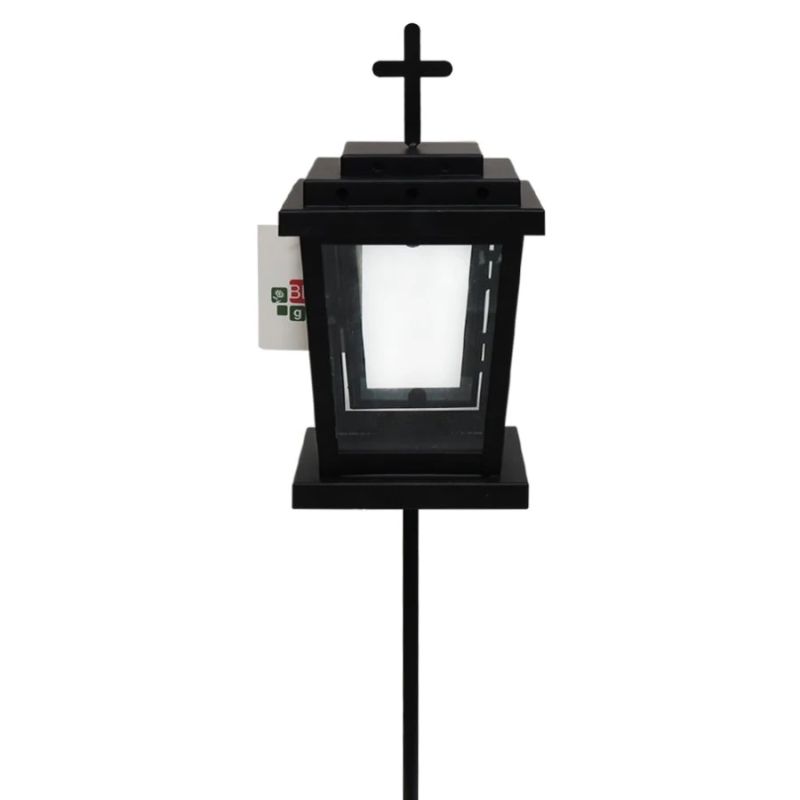 Laterna metāla 11x11x19cm ar krustu uz kāta