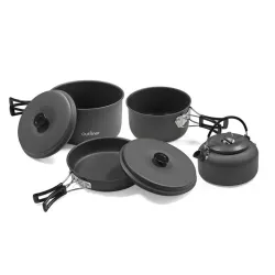 Pot set tourist 2pots frypan kttle 2lids