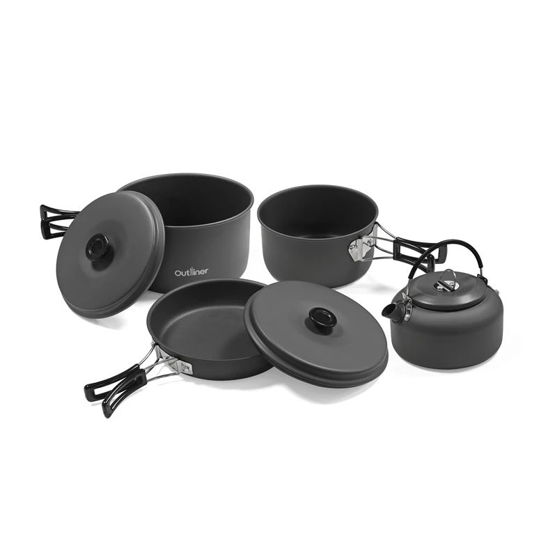 Pot set tourist 2pots frypan kttle 2lids