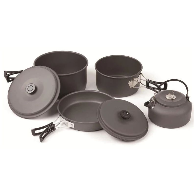 Pot set tourist 2pots frypan kttle 2lids