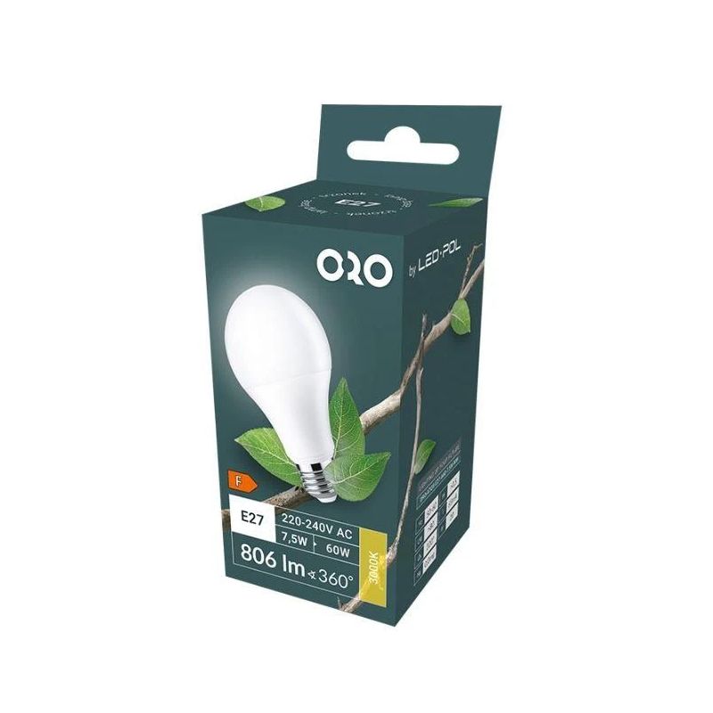 Spuldze led oro e27 a60 7.5w 806lm 3000k