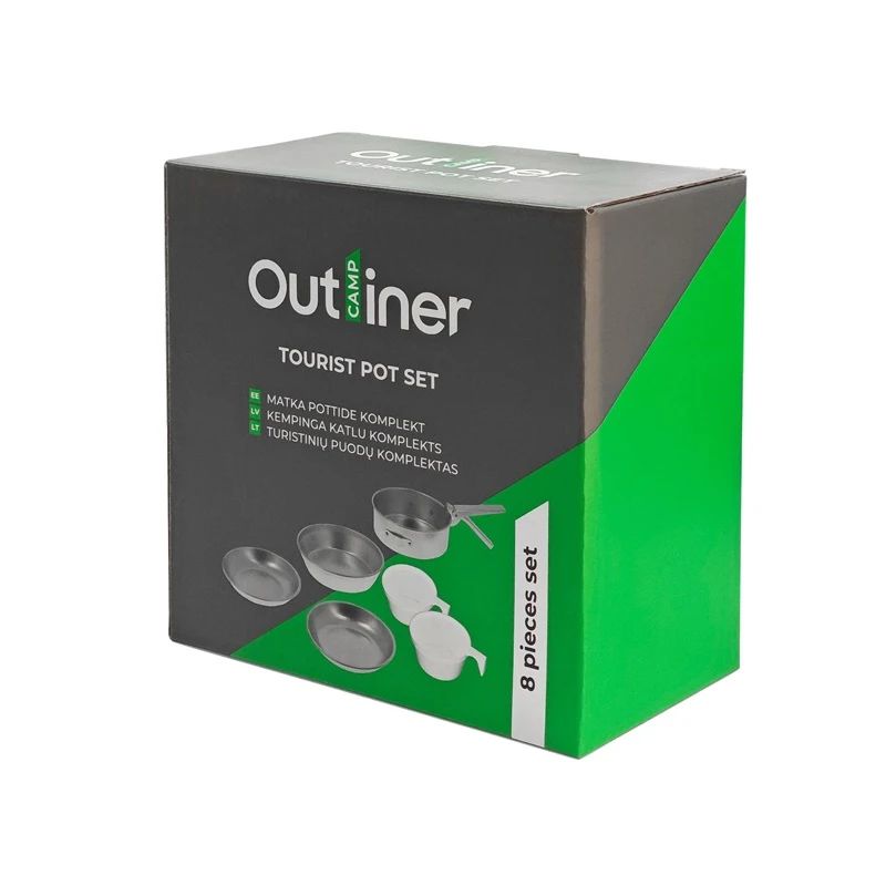 Tūristu ēdienu trauku komplekts Outliner. alumīnijs. 8 gab.