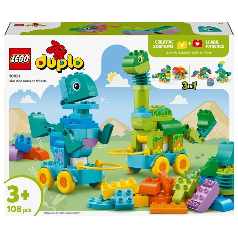 Konstruktorius LEGO Duplo 3in1 Dinosaurs on Wheels 10451